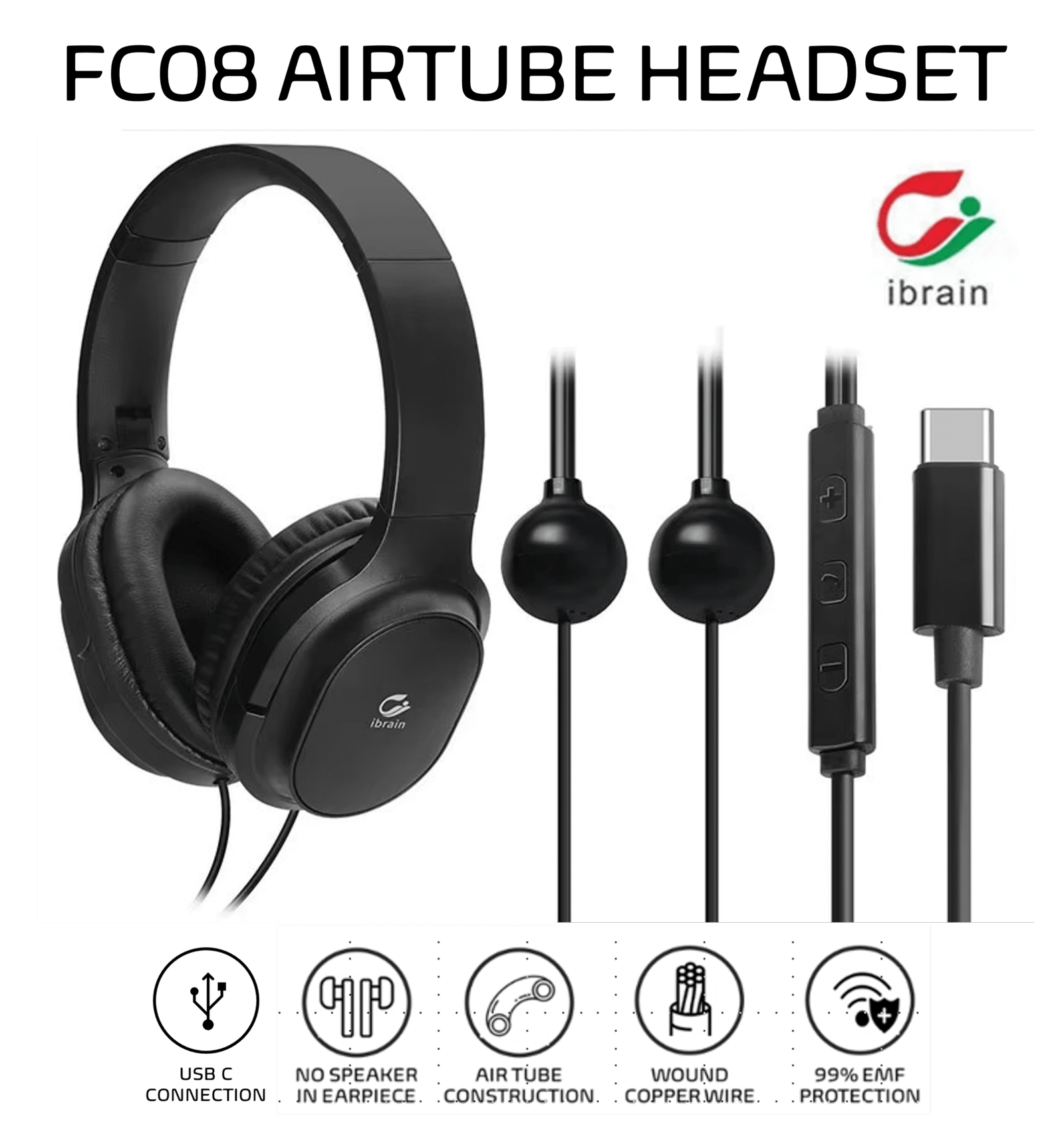 iBrain FC08 AirTube Anti-Radiation Headset