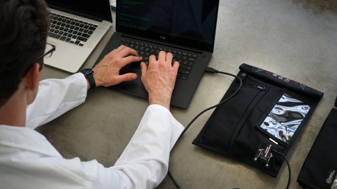 Mission Darkness Charge & Shield Faraday bag with integrated USB-C power feed